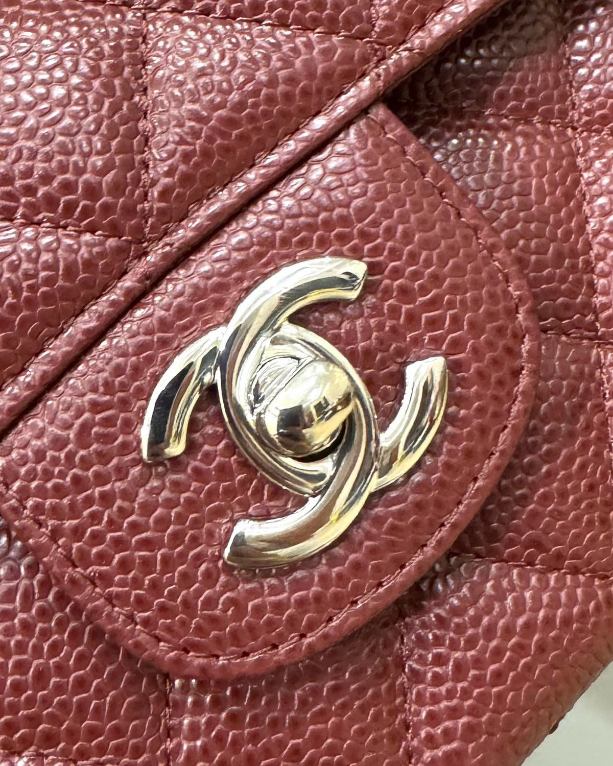 CHANEL FLAP BAG 25 IN WINE CAVIAR LAMBSKIN SILVER HARDWARE