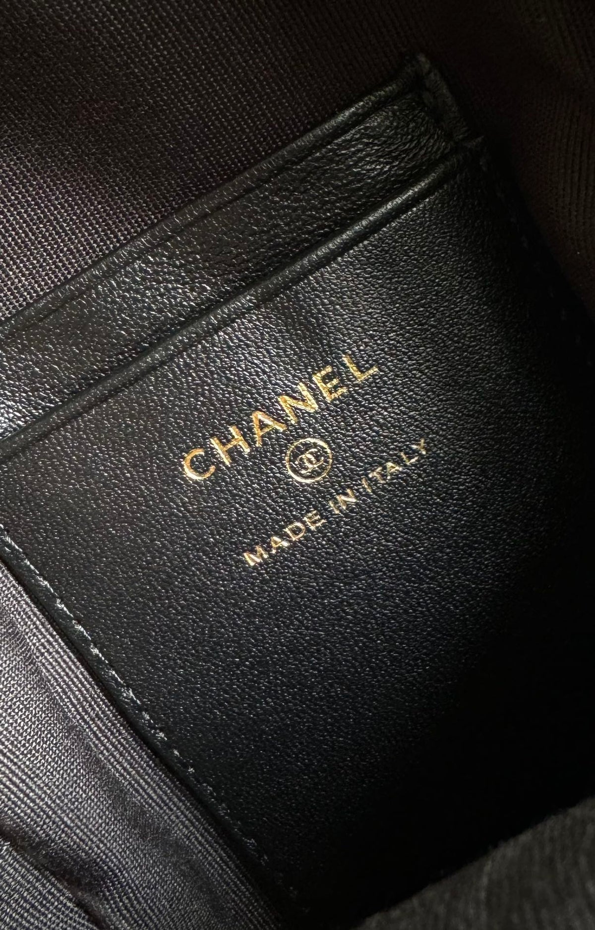 CHANEL BACKPACK 18CM BLACK & MANY OTHER COLORS PRINTED FABRIC GOLD HARDWARE