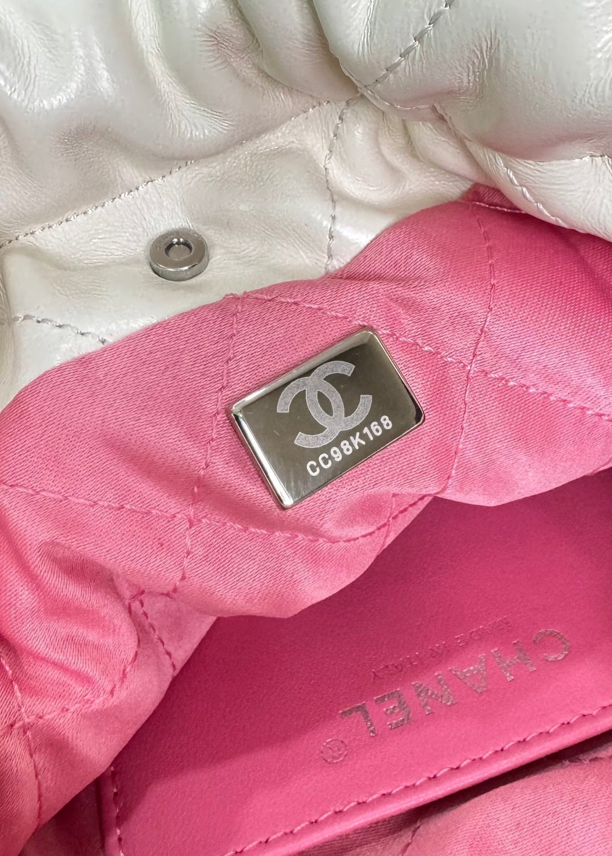 CHANEL HOBO MINI 20CM PINK WHITE LAMBSKIN
